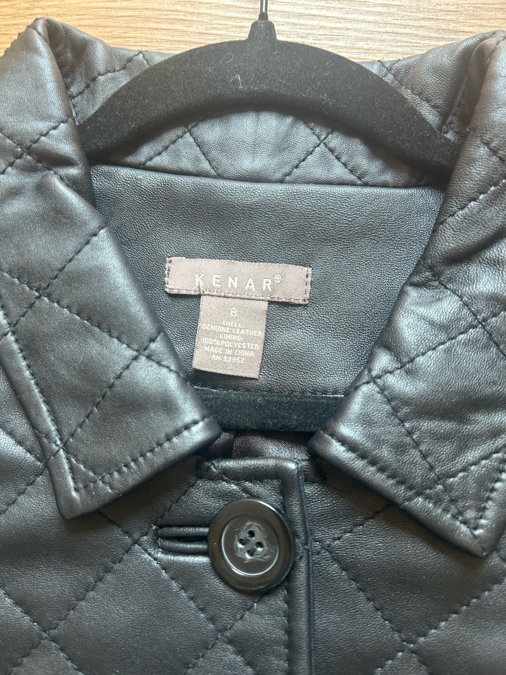 Kenar Genuine Leather Black Diamond Quilted Jacket Women’s Size 8 - Picture 5 of 8